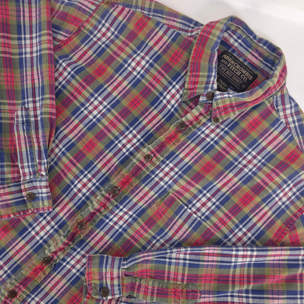 Abercrombie & Fitch The Big Shirt Men Large Multicolor Plaid Vintage 90s Flannel